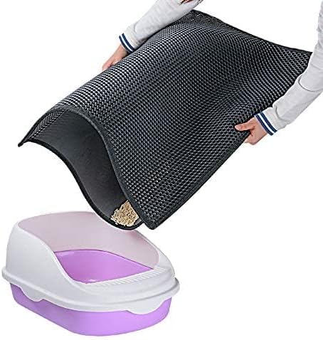 Bulkniu Cat Litter Mat, 24"x30", Waterproof, Durable & Easy to Clean, Grey | Urine-Proof, Non-Slip, Premium Durable EVA, Soft on Paws, Double-Layer Honeycomb Traps Litter, Odor-Free & Safe