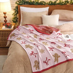 Snuggle Sac Pink Christmas Throw Blanket Gingerbread Man Bow Blanket 50x60 inches, Ultra Soft Cozy Throw Blanket for Couch, Sofa and Bed for Xmas - Image 3