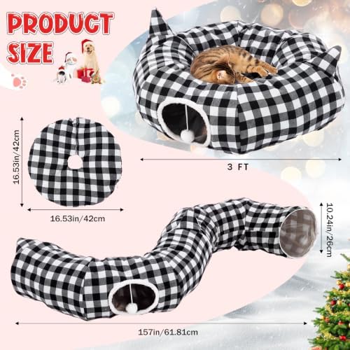 Dansydaisy Cat Tunnel Tree Skirt Black White, 33.9 Inch Bed Cave - Image 2