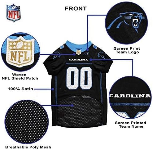 Pets First NFL Carolina Panthers Dog Jersey, Size X-Large, Football Shirt Costume for Pet, Dog Sports T-Shirt, NFL Team Clothing for Cats, Licensed Pet Apparel Available in 7 Sizes and 32 Teams