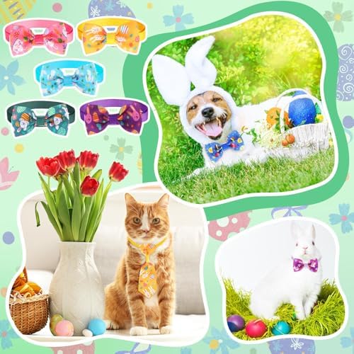 Chunful 150 Pcs Easter Dog Bow Ties Collars Bulk Easter Adjustable Cat Dog Bowtie Neckties Collars Set Basic Bow Tie for Small Medium Pet Grooming Accessories - Image 3