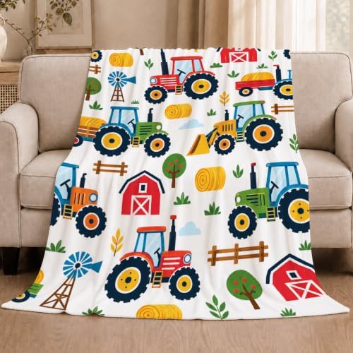 Tractor Throw Blanket Farm Vehicles Barn Hay Gifts 40''X50'' - Image 2