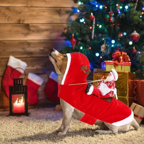 BWOGUE Santa Dog Costume, Dog Christmas Outfit, Riding Pet Costume, Size M - Image 4