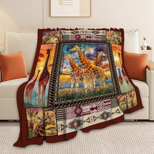 Giraffe Throw Blanket Giraffe Stuff Gifts for Kids Girls Boys Adults Women Men Soft Cozy Warm Plush Fluffy Fuzzy Fleece Blanket Decor 60''X80'' - Image 6