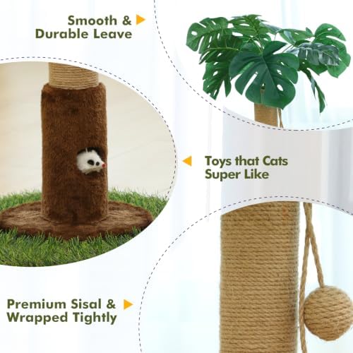 Woochpet 35" inch Cat Scratching Post,sisal cat Scratcher Tree with Leaves - Image 6