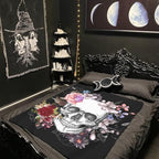 Sugar Skull Throw Blanket, Lightweight All Seasons Skull Flower Fleece Blanket for Women Girl, Black Warm Fuzzy Blanket for Bed Couch Sofa (40"x 50") - Image 4