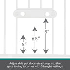 MYPET EasyPass Extra Tall & Wide Walk Thru Pet Gate: 29.75” - 52” Wide Dog Gate with Adjustable Pass-Thru Pet Door; Pressure Mounted, No Tools Needed, 41" Tall, White