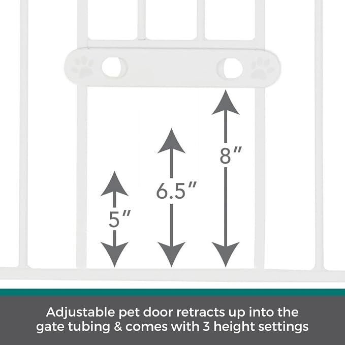 MYPET EasyPass Extra Tall & Wide Walk Thru Pet Gate: 29.75” - 52” Wide Dog Gate with Adjustable Pass-Thru Pet Door; Pressure Mounted, No Tools Needed, 41" Tall, White