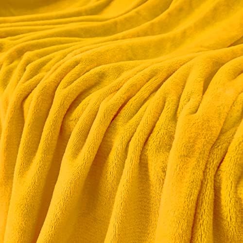 Mustard yellow Fleece Plush Throw Blanket 50"x60"for Couch Fuzzy Cozy - Image 4
