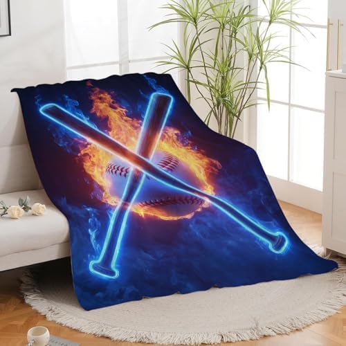 Baseball Blanket for Girls Women Boys Men Adults Kids Soft Cozy Fleece Sports Throw Blankets Gifts Warm Flannel Plush Lightweight Decor for Couch Bed Sofa 80"X60" - Image 3