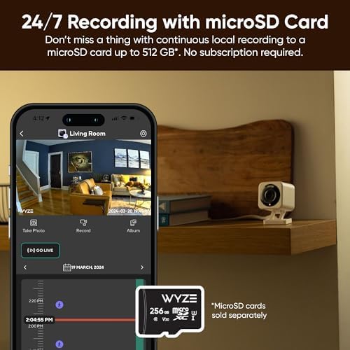 WYZE Cam v4 (Latest Model), 2.5K AI Security Camera, Indoor/Outdoor Cameras for Home Security, Baby Monitor & Pet Camera, Vibrant Color Night Vision, No Subscription Required