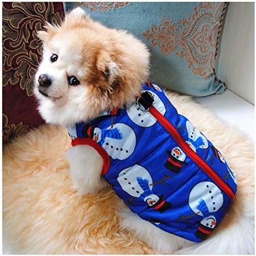 SEIS 2 Pcs Christmas Dog Cotton Wadded Jacket Snowman Pet Coat with Harness Hook Xmas Elk Cats Hoodie Vest Santa Claus Puppy Costume for Cats Small Medium Dogs (XS (Chest Circumference 35cm/13.78")) - Image 4