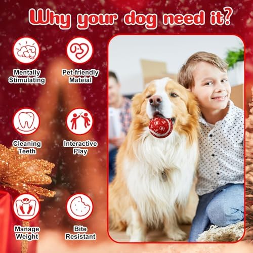 Civaner 6 Pcs Christmas Dog Toys Bulk, 2.5 Inch Squeaky Tennis Balls - Image 4