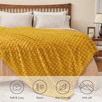 BEDELITE Mustard Yellow Fleece Twin Throw Blanket for Bed, 60x80 Inch - Image 5