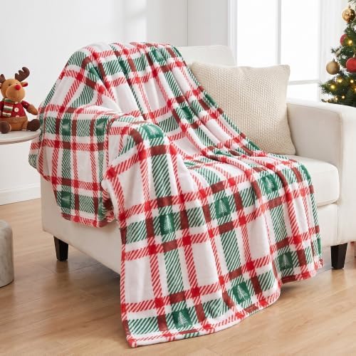 Gogreen Cozy Christmas Blanket - 300 GSM Flannel Throw Size for Home Decoration - Ultra Soft (Christams Check, Throw - 50" x 60") by GOGREEN