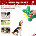 SCENEREAL Christmas Dog Toy Pack 4, Durable Cute Interactive Dog Stuffed Plush Squeaky Toys with Squeaker, Pet Chew Toys for Small Medium Dogs Puppies Bone Shape - Image 3