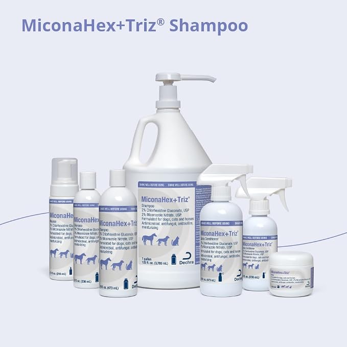 MiconaHex+Triz Shampoo for Dogs, Cats and Horses, 16 oz, Unscented | Antibiofilm, Moisturizing; Packaging May Vary