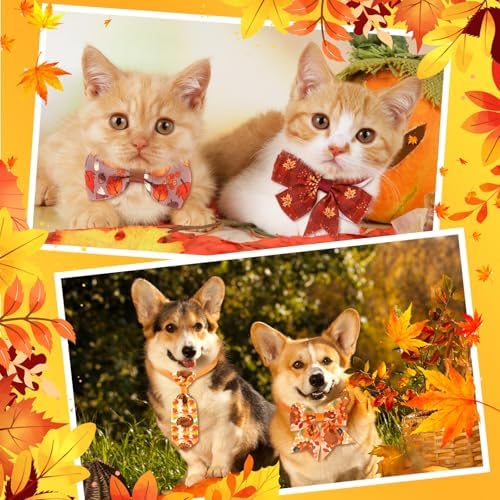 Talltalk 120 Pcs Thanksgiving and Christmas Dog Bow Tie Collar Set - Image 3