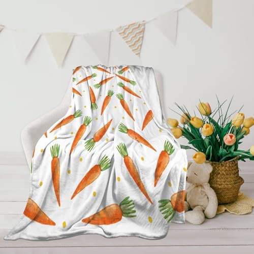 Easter Cartoon Carrots Flannel Blanket, Soft Cozy Anti Pilling Throw Blanket, Winter Lightweight Blanket for Home Party Bed Sofa Couch, 50" x 60" - Image 4