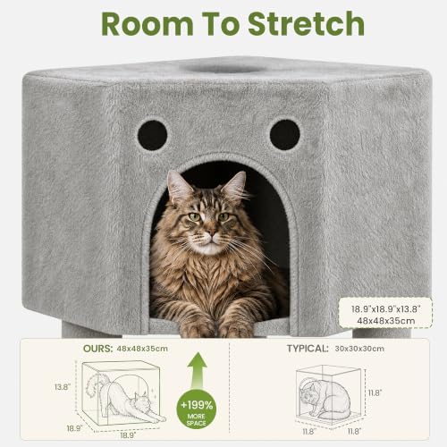 Cat Tree Tower for Indoor Large Adult Cats, 73in Tall Heavy Duty with Perch - Image 3