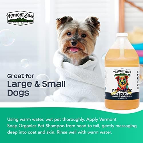 VERMONT SOAP Organic Pet Shampoo, Original Citrus Natural Dog Shampoo, 64oz | Original Citrus scent, organic olive oil, coconut & aloe vera, gentle cleansing, sensitive skin, USDA certified, dog shampoo
