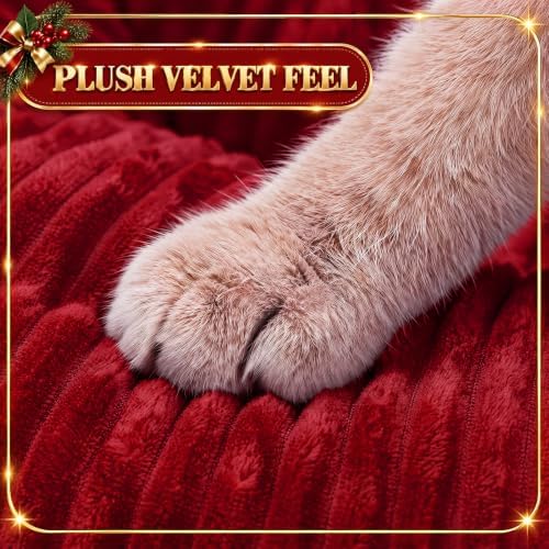 Christmas Tree Cat Tunnel 36 in Donut Bed, Red, Flannel, Corduroy - Image 7