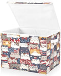 Bolaz Storage Bins with Lids and Handles,National Flag Cat Pattern Storage Box Basket with Cover Collapsible Organizer Containers for Home Closet, Shelves by Unknown