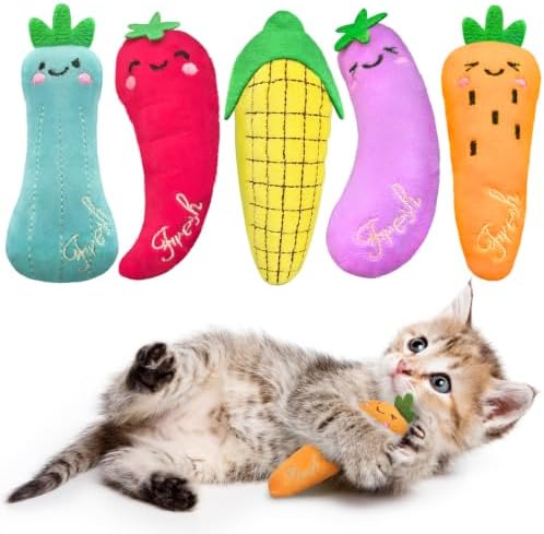 ETEKYER 5Pcs Catnip Cat Toys for Indoor Cats Kitten, Cute Vegetable Shape by ETEKYER