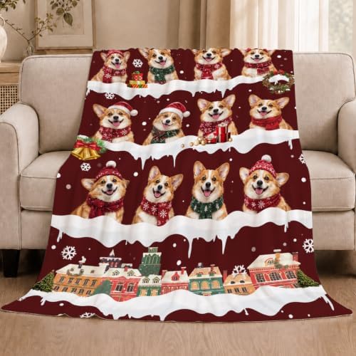 Christmas Corgi Throw Blanket Snowflake Holiday Dog Gifts 60''x80'' - Image 2