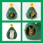 Christmas Cat Beds, Christmas Tree Cat Beds House, Portable Indoor Cat Igloo Xmas Bed Cave for Small Dogs and Small Animals, Green - Image 4