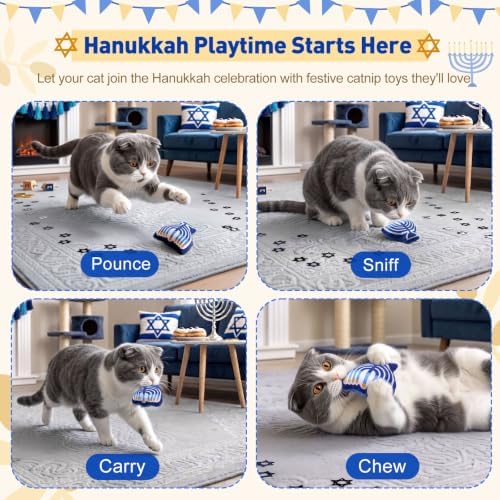 CiyvoLyeen Plush Hanukkah Catnip Toys for Indoor Cats 6 Pack - Image 4
