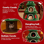 LUCKLIFE 54" Christmas Cat Tree with 3 Cozy Condos,Indoor Holiday Pet Tower - Image 5