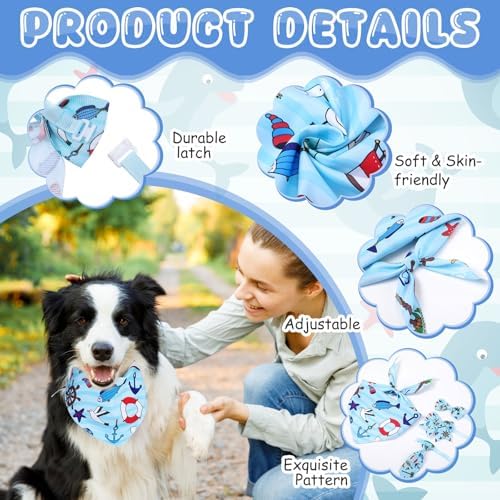 Reginary 120 Pcs Ocean Animals Dog Bandanas Bulk Dog Bows Set Bow Ties Cat Scarf Colorful Washable Triangle Pet Kerchief Cute Bib for Summer Small Medium Large Pets Grooming Accessories Costume - Image 3