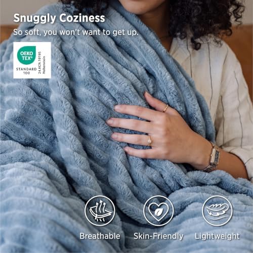 Bedsure Soft Twin XL Blanket for Bed Dorm Blue 66"x90" - Image 3