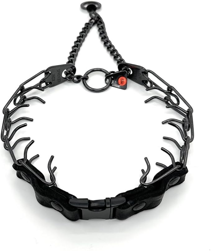 Herm Sprenger Prong Collar for Dogs Training - 2.25mm Prongs for Small Dogs with 14-19" Neck - Quick Release Buckle & Swivel Ring for Easy Use - Made of Durable Black Stainless Steel in Germany