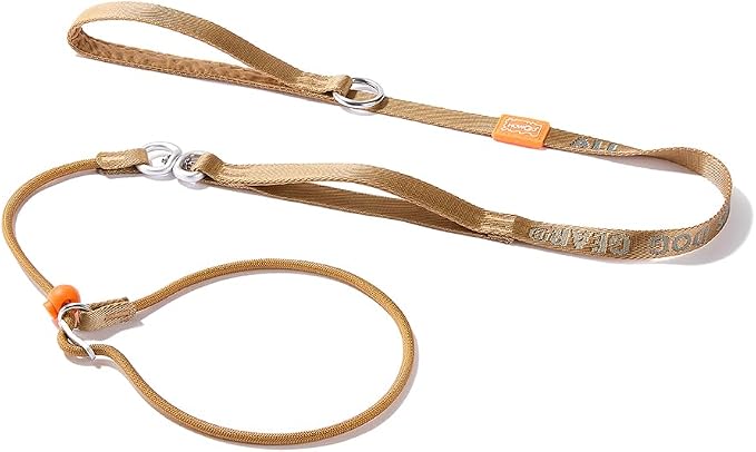 HowGo Slip Lead Dog Leash, 360°Swivel Anti-Tangle (Brown 5.5FT) | Traffic Handles Heavy-Duty Training Fur Stuck Free,Lightweight Aluminum Nylon,No-Pull Walking,All Breeds, Dog Trainer