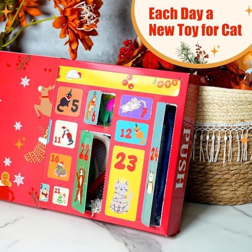 ANOTION Cat Advent Calendar 2026 – 24-Day Christmas Pet Xmas Cat Toys Countdown, Set for Indoor Cats & Kittens, Present for Cat Lovers, Women & Men - Image 6