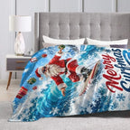 Santa Claus Surfing Blanket Christmas Throw Stuff Gifts 60"x50" - Image 7