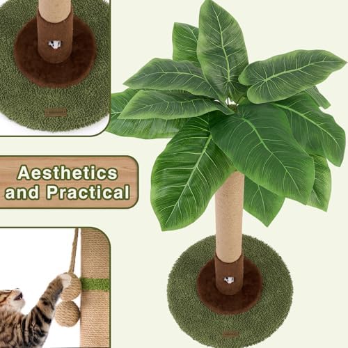 Woochpet Cat Scratching Post for Indoor Cats,35.43" Tall Cat Scratcher Tree - Image 4