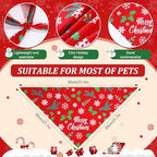 Preboun 50 Pcs Christmas Dog Bandanas Bulk, Red and Green Santa Snowmen - Image 3