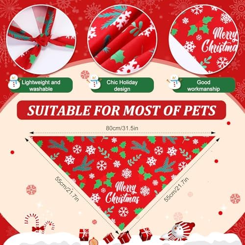Preboun 50 Pcs Christmas Dog Bandanas Bulk, Red and Green Santa Snowmen - Image 3