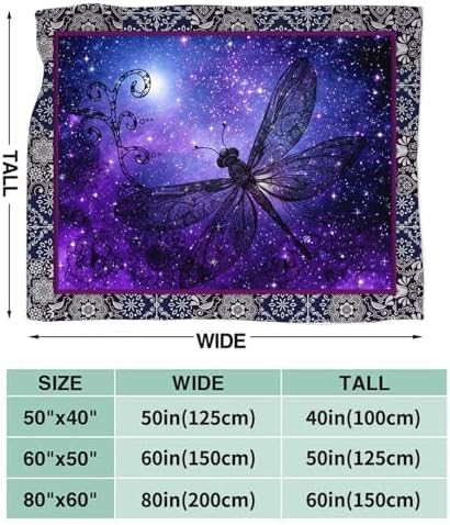 Dragonfly Blanket for Girls Women Boys Men Adults Kids Soft Cozy Fleece Purple Galaxy Starry Dragonfly Throw Blankets Gifts Warm Flannel Plush Lightweight Decor for Couch Bed Sofa 50"X40" - Image 7
