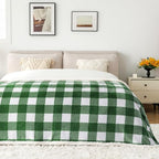 Touchat Sherpa Plaid Twin Blanket 60" X 70", Fuzzy Fluffy Soft Cozy Throw Blanket, Twin Size Plush Fleece Flannel Plush Microfiber Blanket for Couch Bed Sofa (GreenWhite) - Image 4