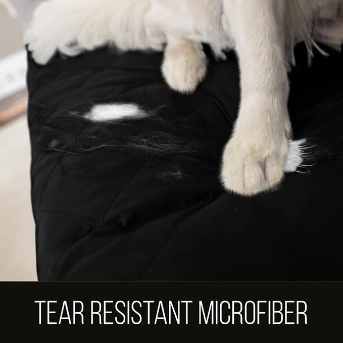 Sofa Shield® Couch Recliner Covers for Dogs, Reversible Furniture Protector with Strap, Stain and Tear Resistant Cushion Cover, 25 inch Seat, Machine Washable Slipcover Pets, Cats, Black Gray