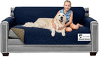 Sofa Shield® Couch Slip Covers for Dogs, Reversible Furniture Protector with Strap, Stain and Tear Resistant Cushion Cover, 62 inch Seat, Machine Washable Slipcover Dog Pets Cats, Navy Sand