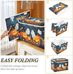 Bolaz Storage Bins with Lids and Handles,Halloween Background with Pumpkins Ghosts and Cemetary Storage Box Storage Basket with Cover Collapsible Organizer Containers for Home Closet, Shelves - Image 4