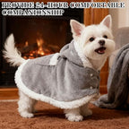 EXPAWLORER Dog Winter Coat with Hat - Fleece Flannel Warm Pet Cloak Cape Blanket with Hood for Cold Weather, Windproof Thicken Dog Sweater Jacket Clothes Vest for Small Medium Large Dogs Cats Grey M - Image 2
