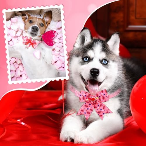 Huhumy 50 Pcs Valentine's Day Dog Bow Ties St. Patrick's Dog Collars Bulk - Image 5