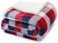Touchat Sherpa Plaid Twin Blanket 60" X 70", Fuzzy Fluffy Soft Cozy Throw Blanket, Twin Size Plush Fleece Flannel Plush Microfiber Blanket for Couch Bed Sofa (Red Color) by TOUCHAT
