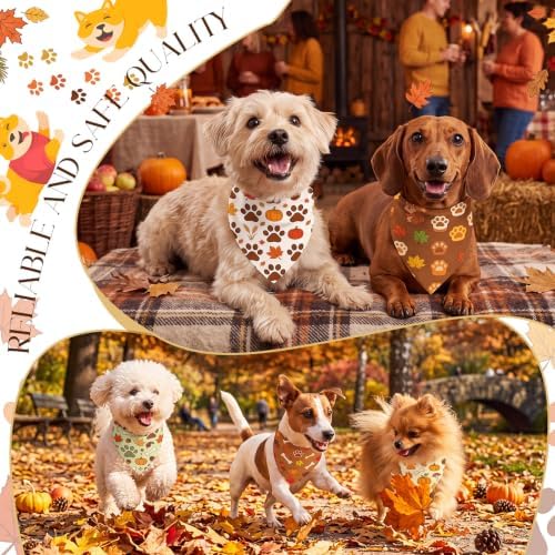 Preboun 50 Pcs Fall Paw Print Dog Bandanas Bulk, Autumn Thanksgiving Party - Image 6